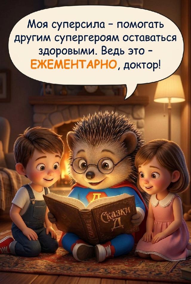 Деринатик читает книжку детям